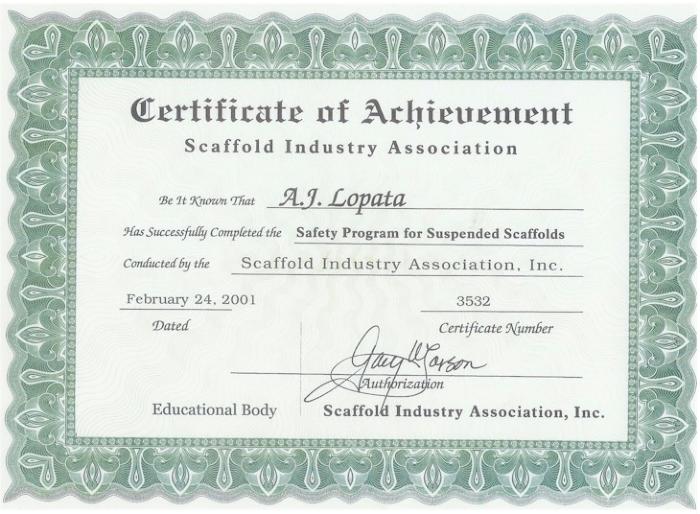 certif scaffold